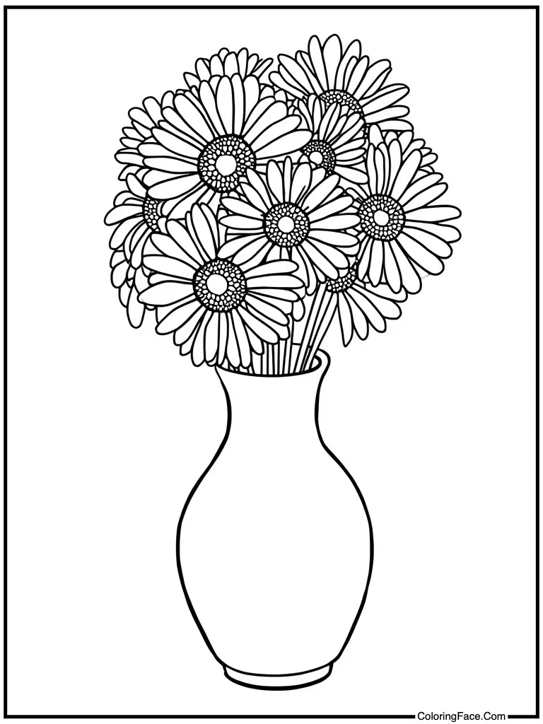 Vase holding daisy bunch