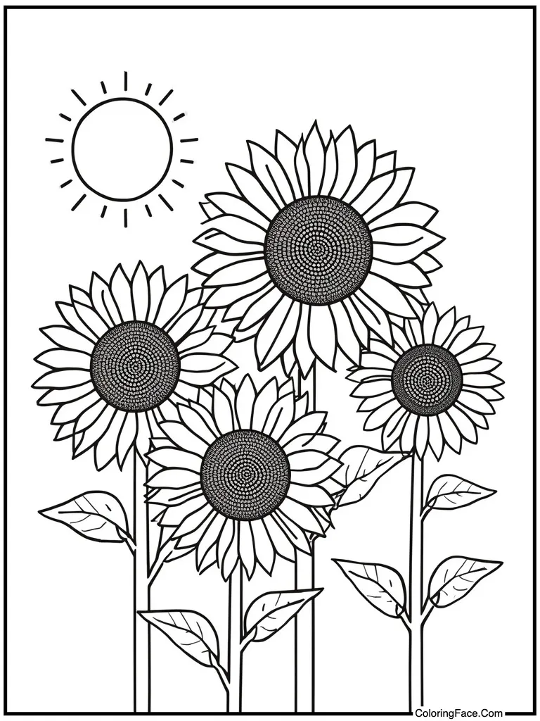 Sunflowers looking at sun