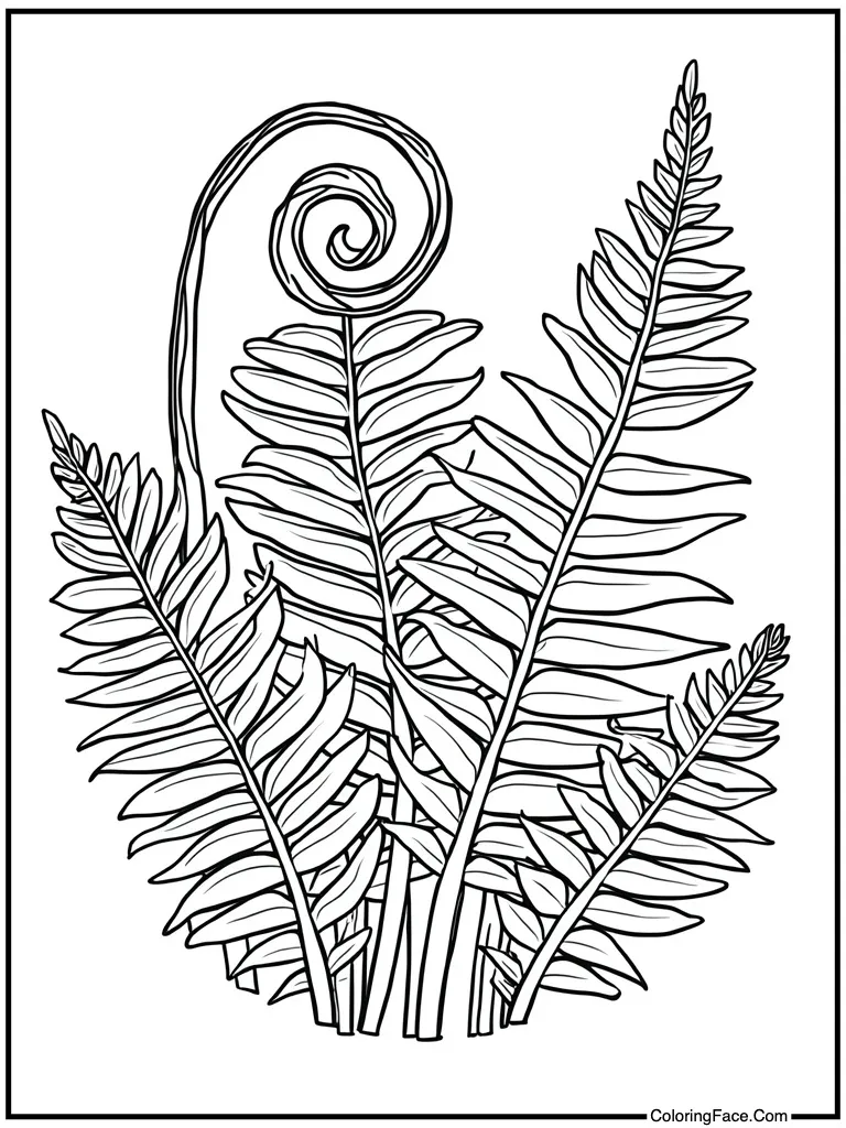 Ferns uncurling green fronds