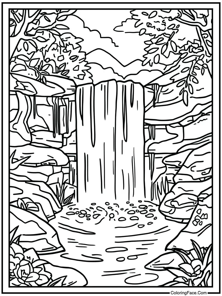 Waterfall crashing down hard