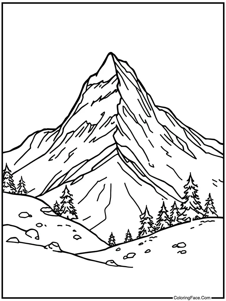 Mountain peak with snow