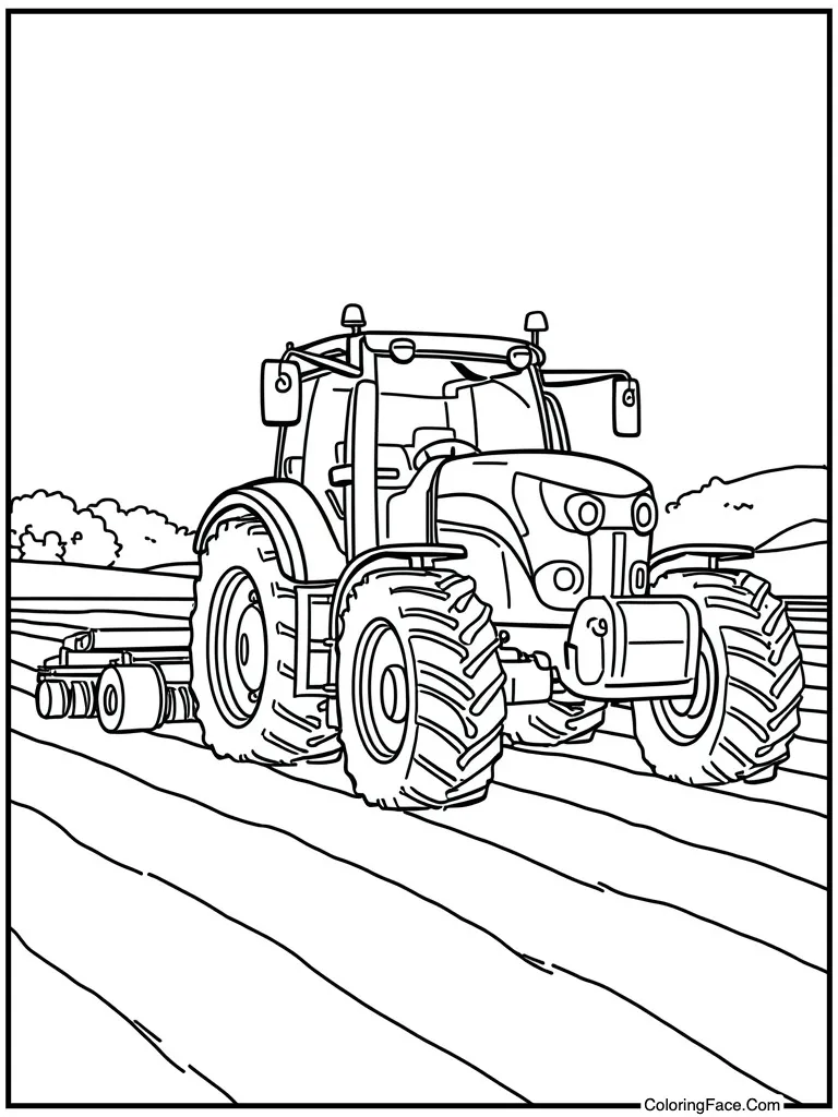 Tractor plowing the field