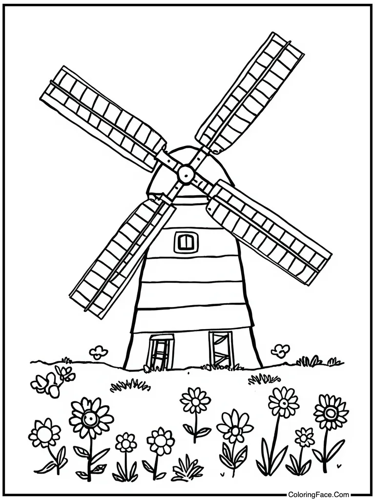 Windmill turning in wind