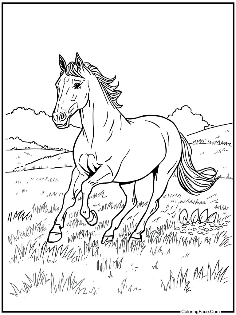 Horse galloping in field