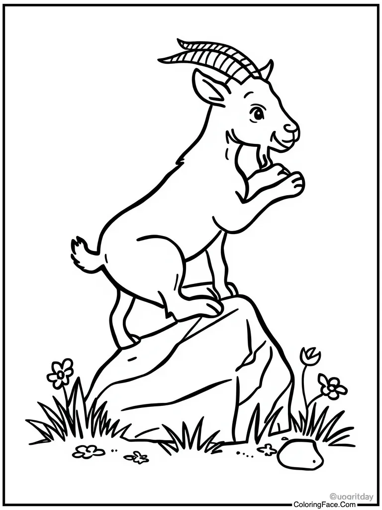 Goat climbing on rock