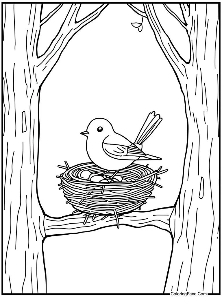Bird building a nest