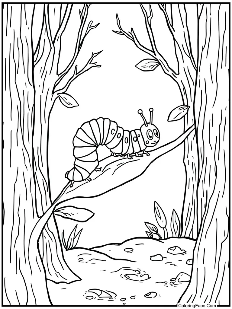 Caterpillar crawling on leaf