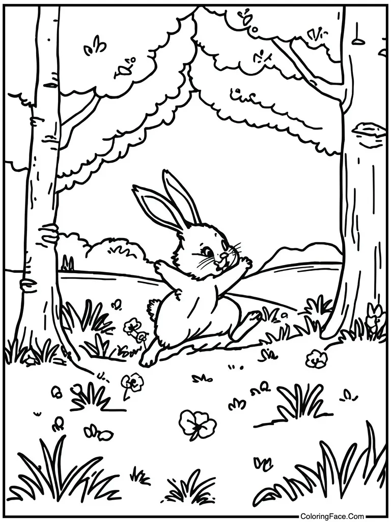 Bunny rabbit hopping field