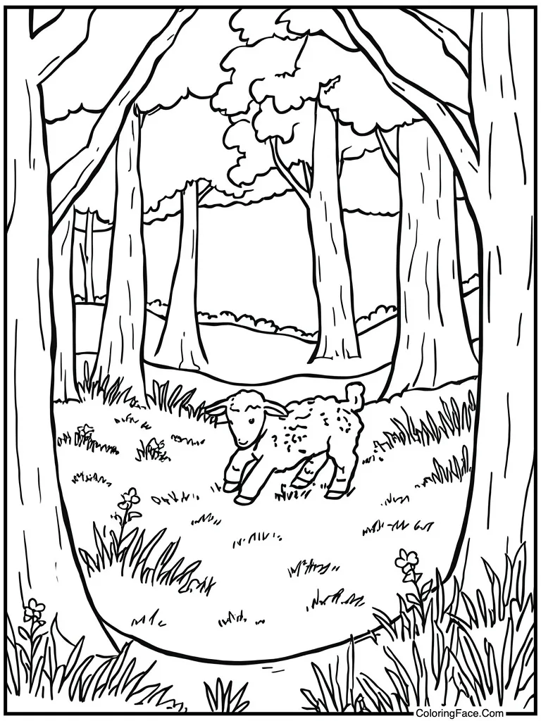 Lamb playing in meadow