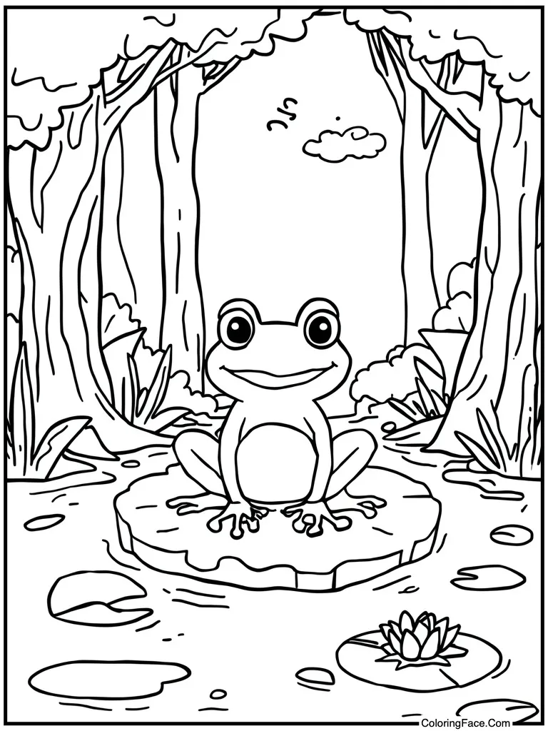 Frog sitting on lilypad