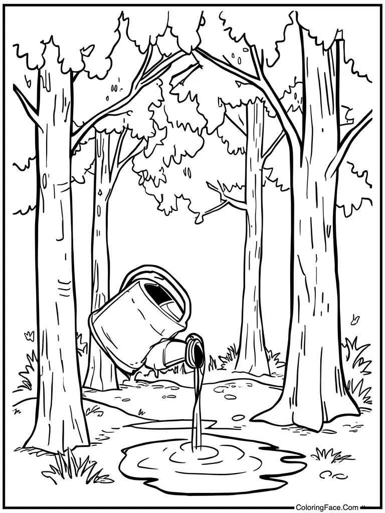 Watering can pouring water