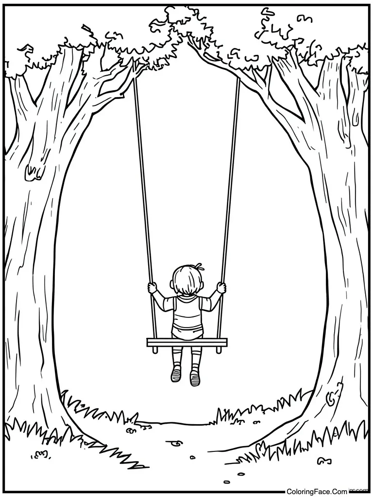 Swing hanging from tree