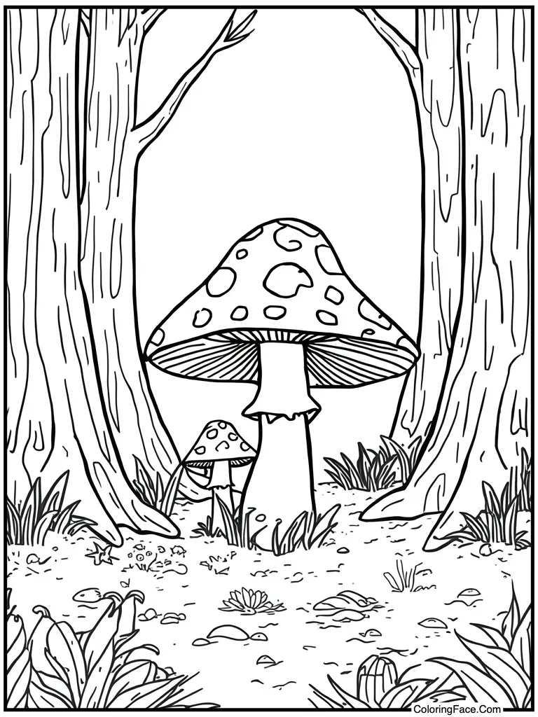 Mushroom popping up ground