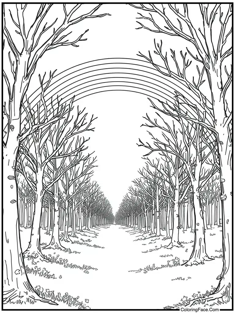 Rainbow arching across sky