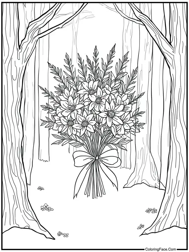 Bouquet tied with ribbon