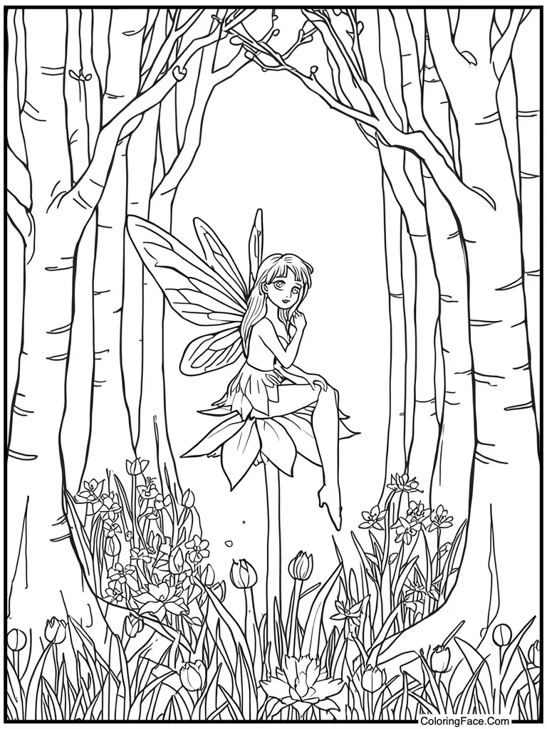 Fairy sitting on flower