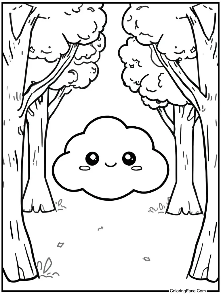 Kawaii cute cloud smiling