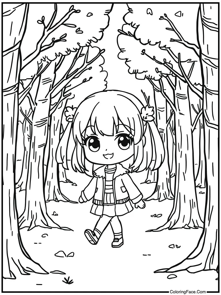 Chibi style girl walking