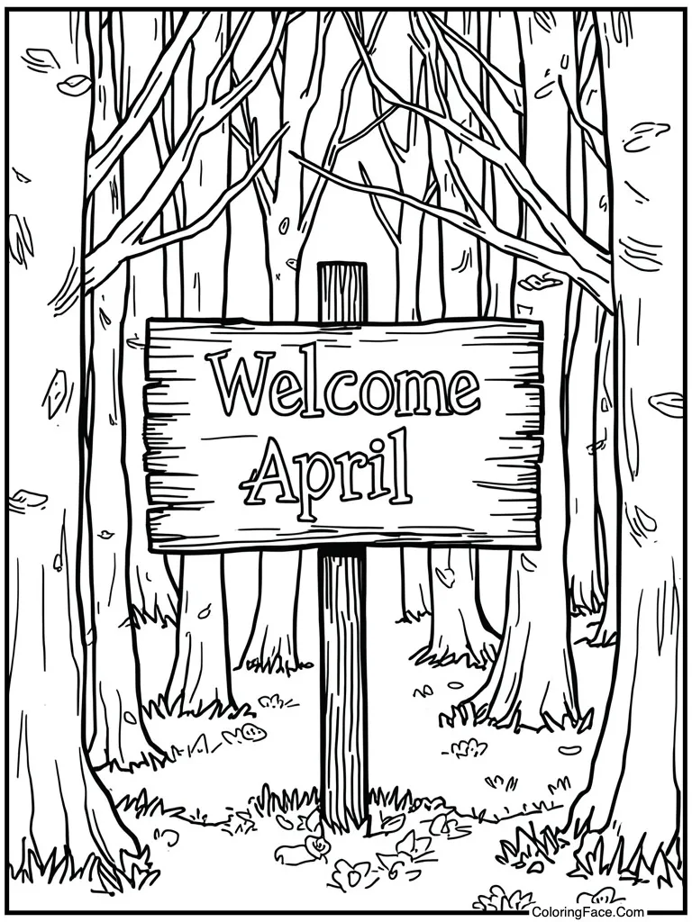 Welcome April text sign