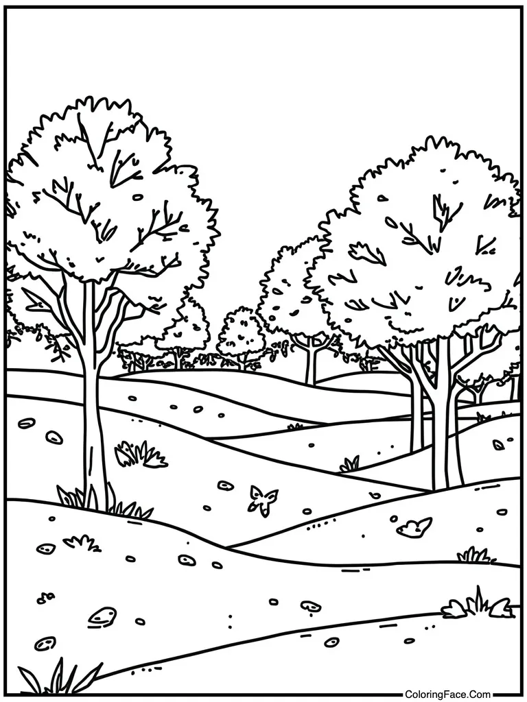 Green rolling hills view