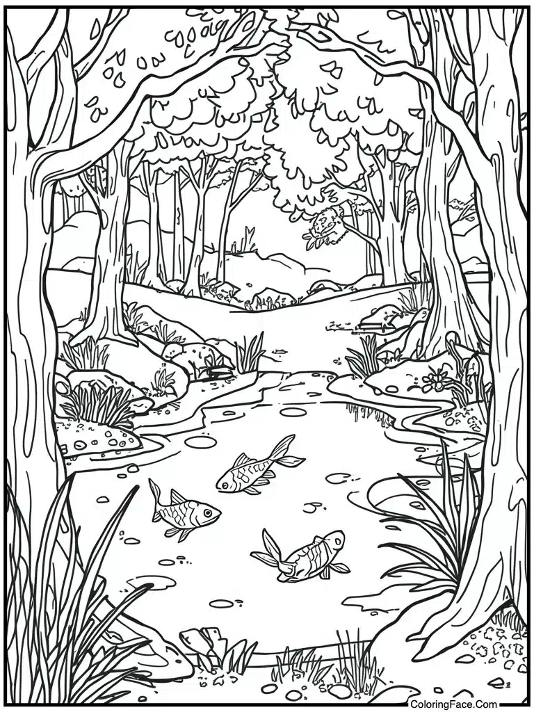 Pond with fish swimming