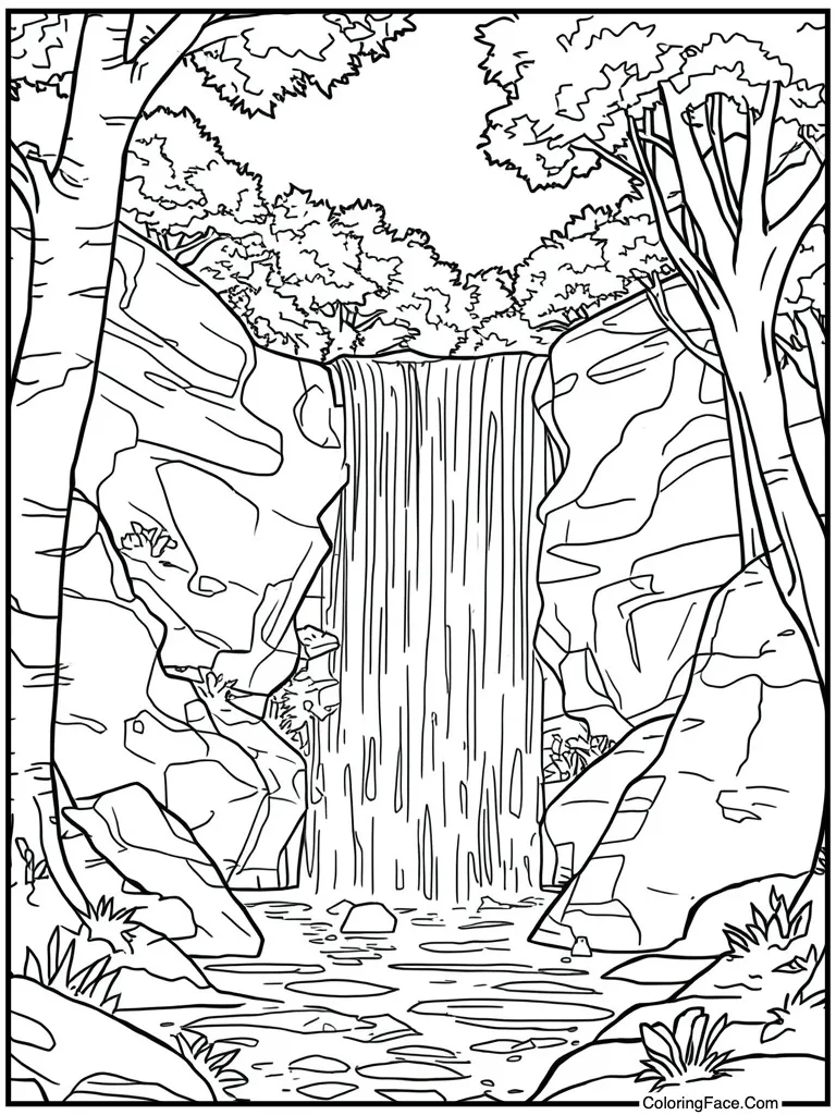 Waterfall cascading down rocks