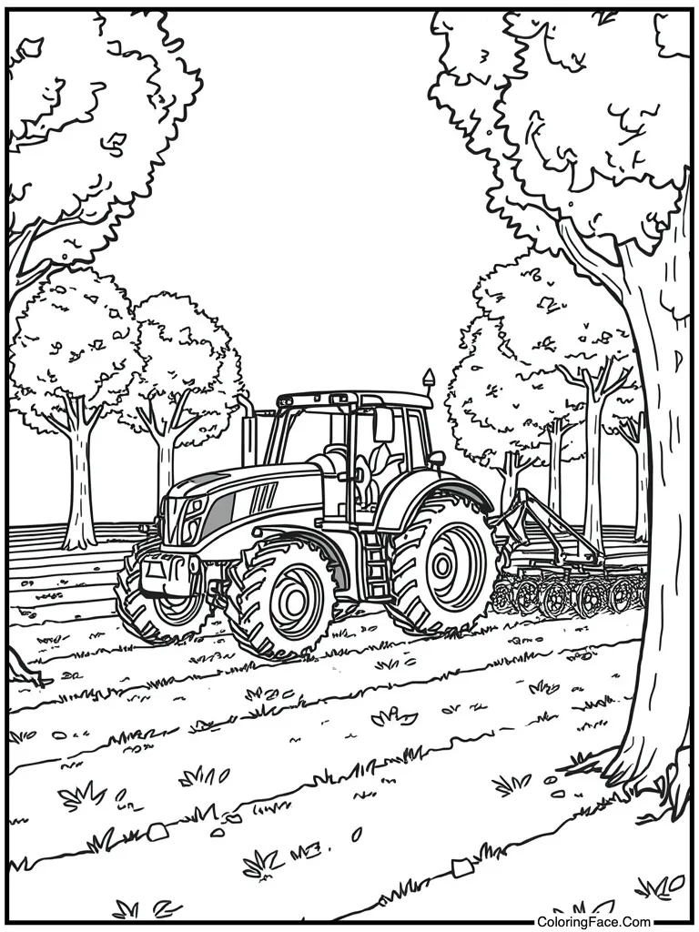 Tractor plowing the field