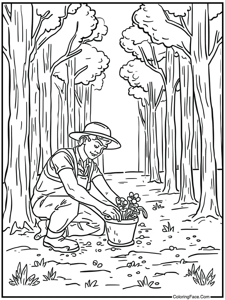 Farmer planting crop seeds