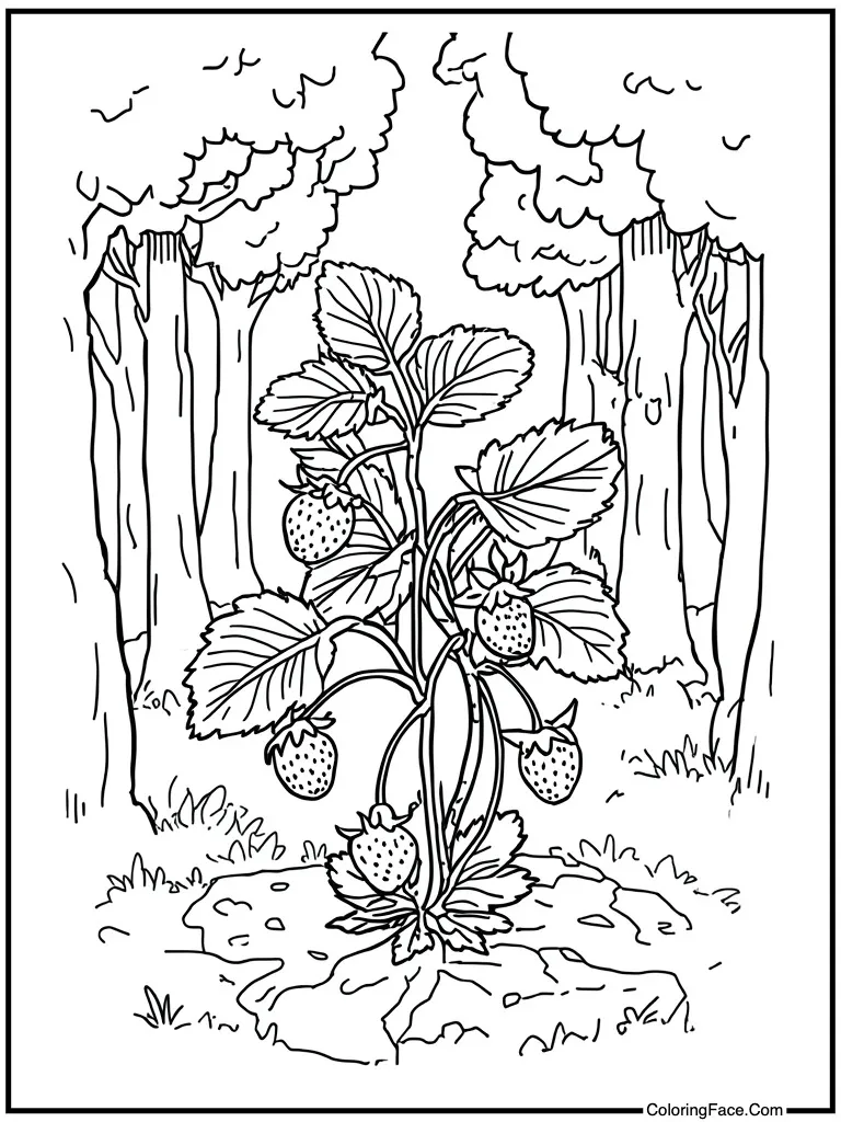 Strawberry plant with fruit