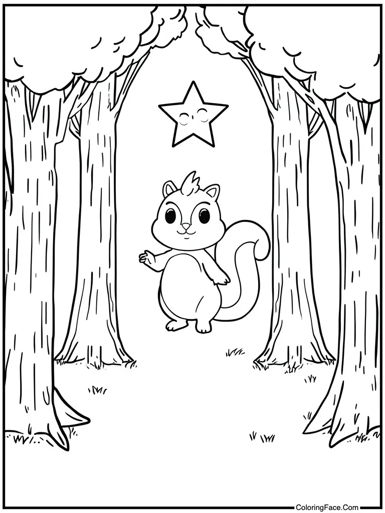 Spotlight shining on star