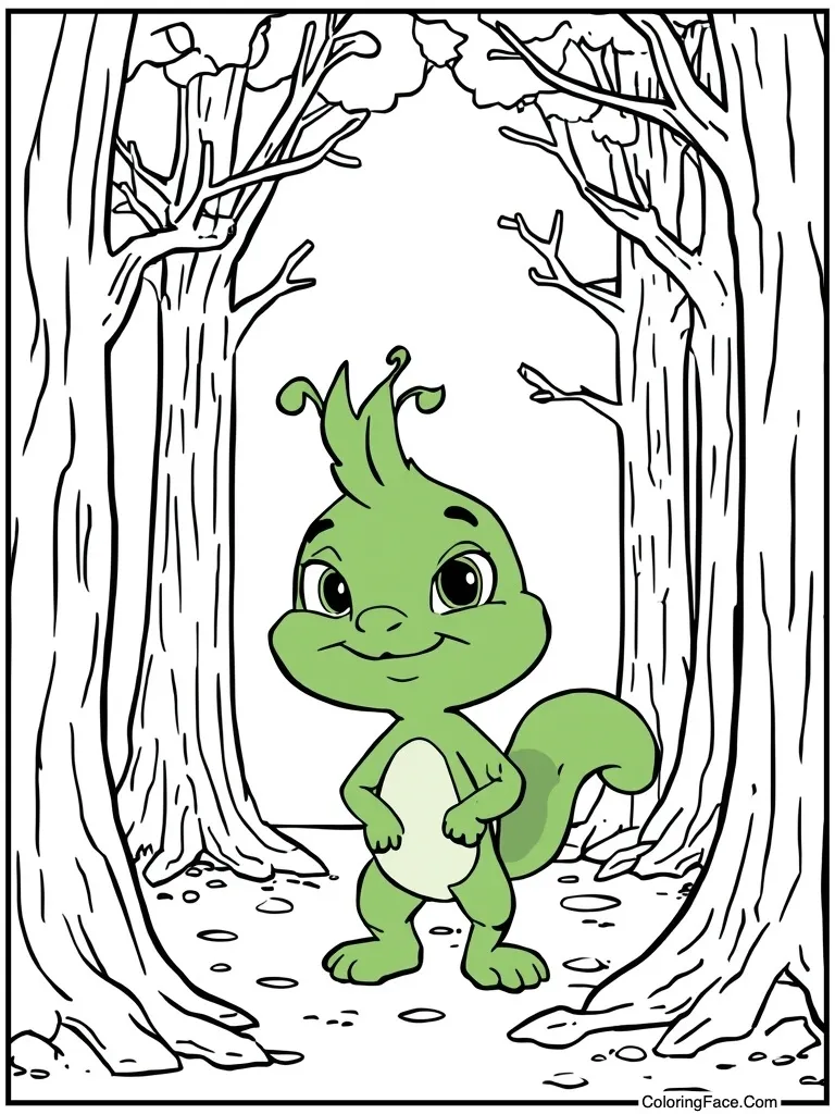 Green creature funny look