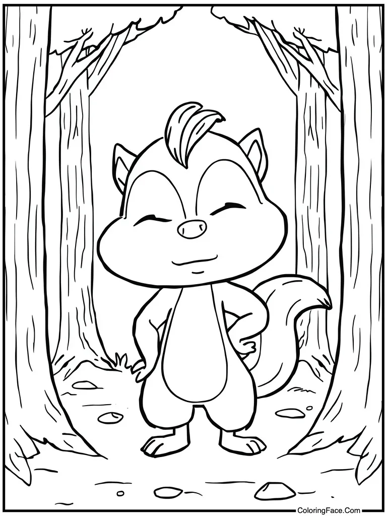 Character with closed eyes