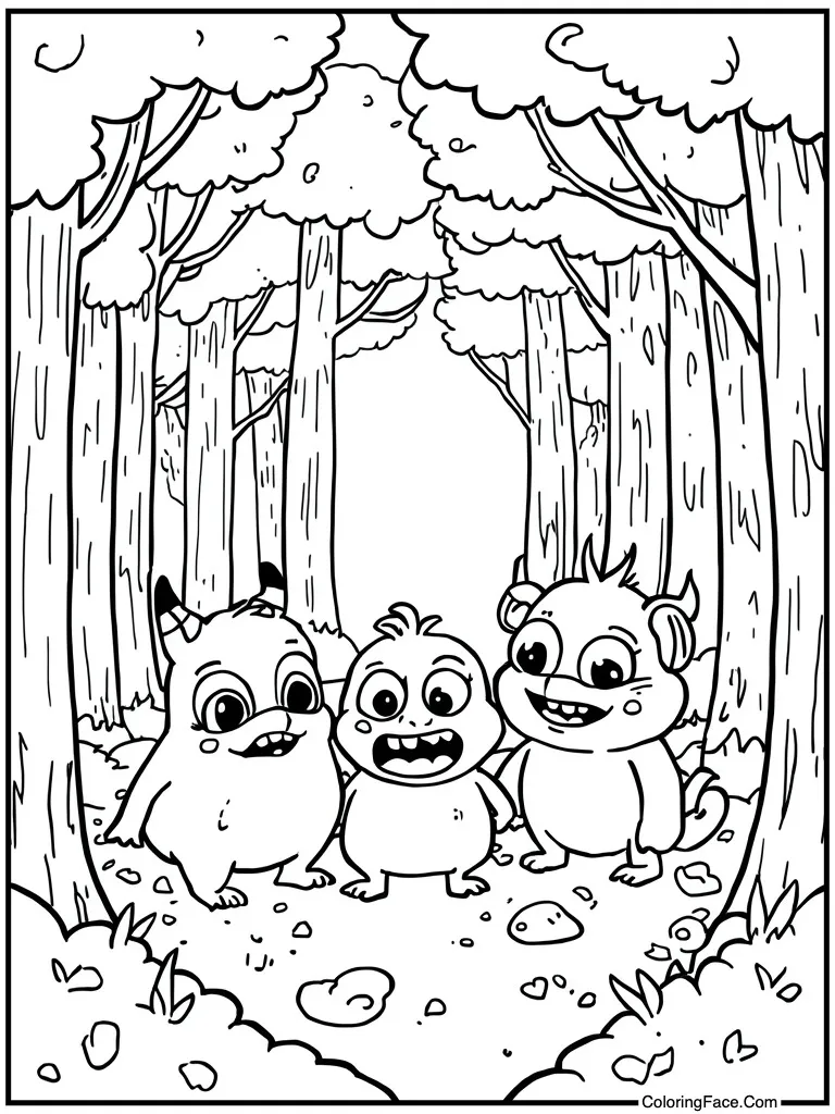 Cute monster friends group