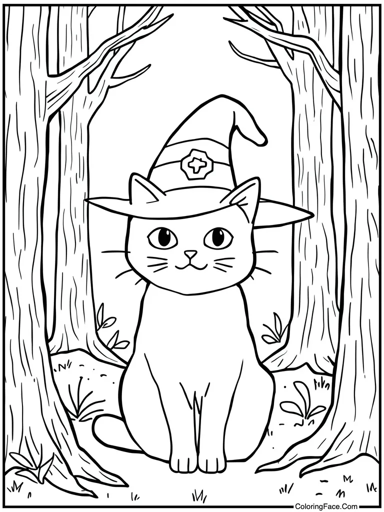 Witch cat purple hat