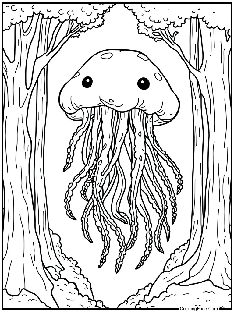 Jellyfish pink tentacles float