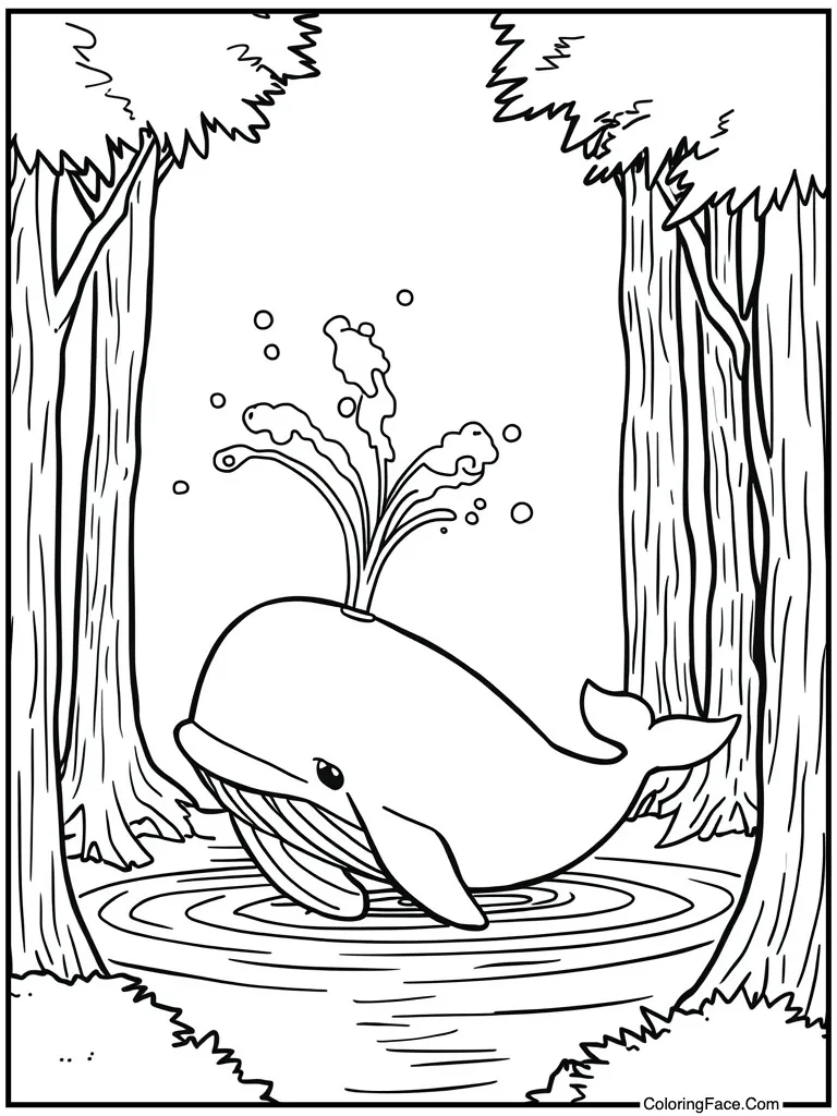 Whale spraying water spout