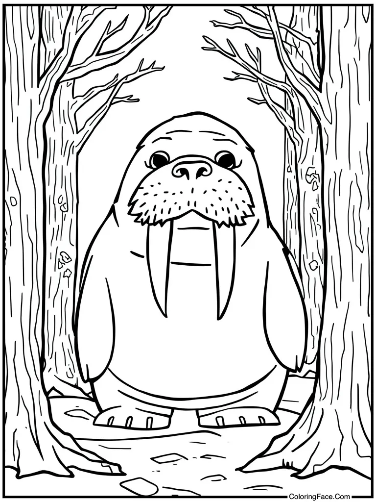 Walrus big white tusks