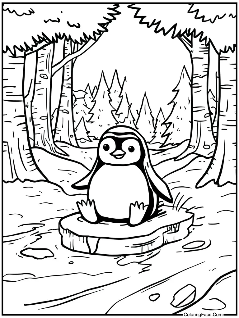 Penguin sliding on ice