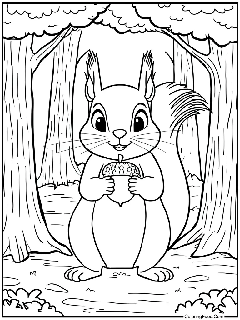 Squirrel holding acorn nut