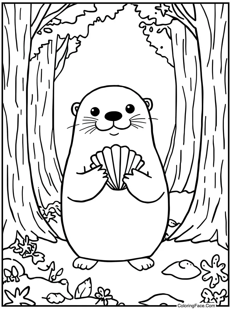 Otter holding sea shell