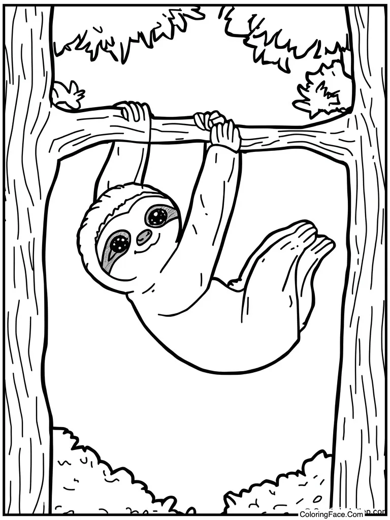 Sloth hanging from branch