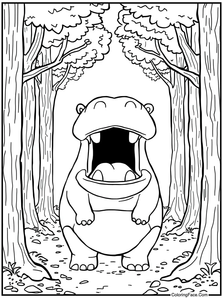 Hippo big mouth open