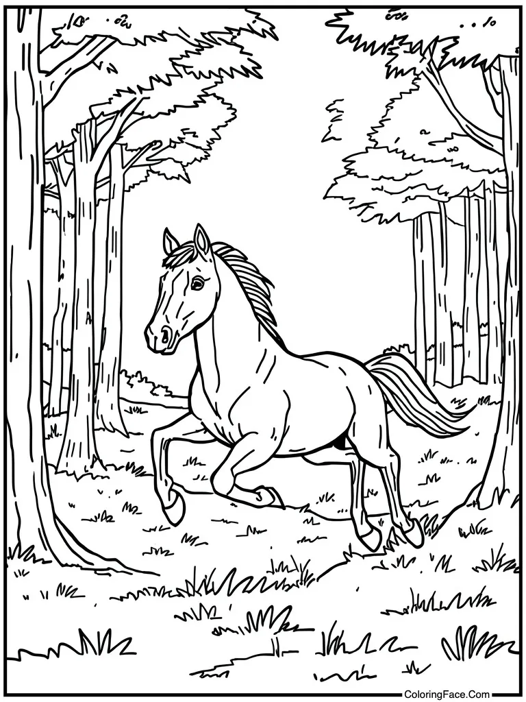 Horse running fast field