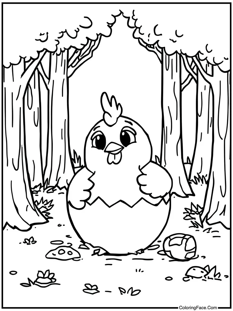 Chicken laying white egg