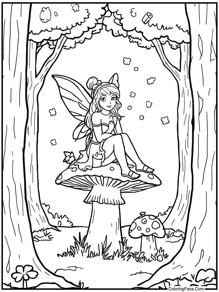 Fairy sitting on mushroom