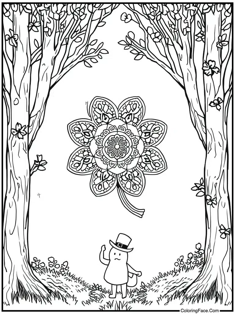 Detailed mandala shamrock art