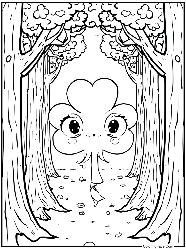 Kawaii clover smiling face