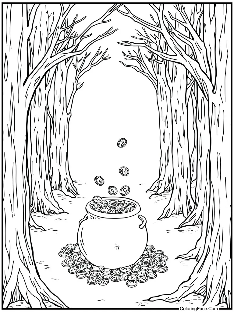 Coins spilling from pot