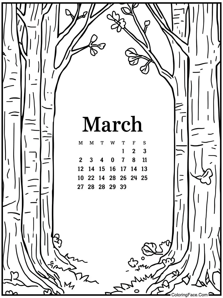 March calendar month view