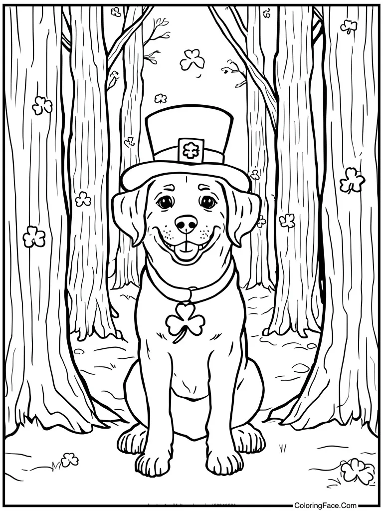 Dog wearing lucky shamrock